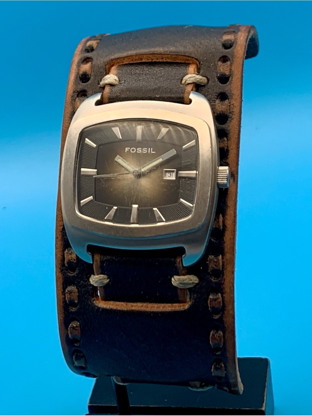 FOSSIL JR-8984 Men’s Vintage Quartz Wristwatch Bund Band Date Works New Battery
